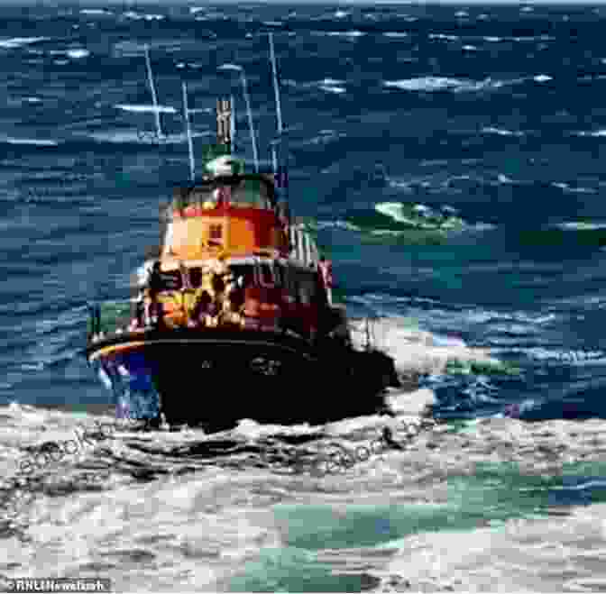 A Lifeboat Tossed Amidst Raging Waves, Symbolizing The Struggle For Survival At Sea. In Danger At Sea: Adventures Of A New England Fishing Family