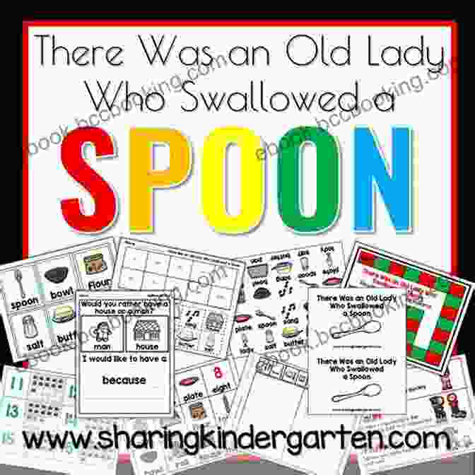 An Illustration Of The Old Lady Swallowing A Spoon There Was An Old Lady Who Swallowed A Spoon EBK (There Was An Old Lady Colandro )