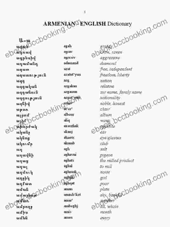 Armenian Vocabulary List With Words And Their English Translations Learn To Read Armenian In 5 Days