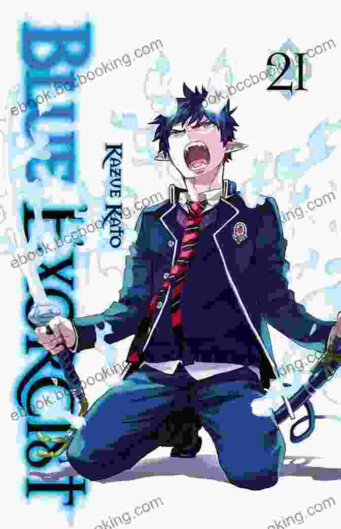 Blue Exorcist Vol. 1 Book Cover Featuring Rin Okumura Wielding A Sword, Flames Erupting Around Him. Blue Exorcist Vol 3