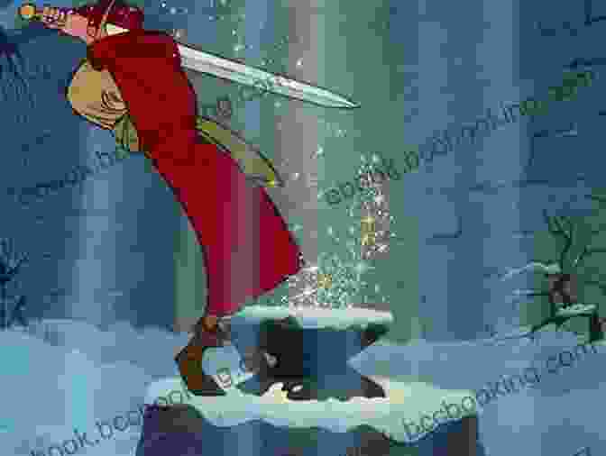 Illustration From The Story 'King Arthur And The Sword In The Stone,' Showing A Young Arthur Pulling The Mighty Sword From The Stone With A Determined Expression. THIRTY MORE FAMOUS STORIES RETOLD (ILLUSTRATED)